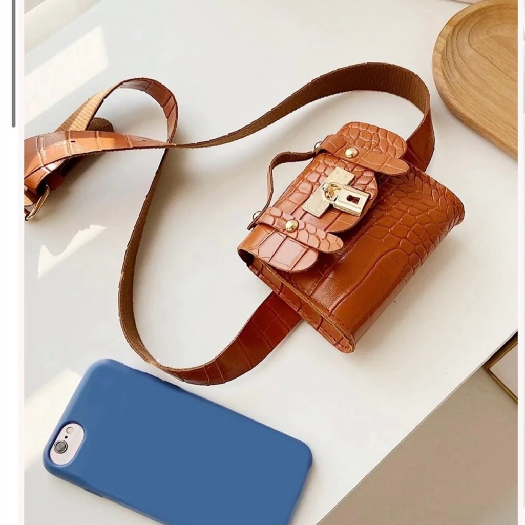 Crocodile Pattern Brown Crossbody Bag Crocodile Pattern Brown Crossbody Bag